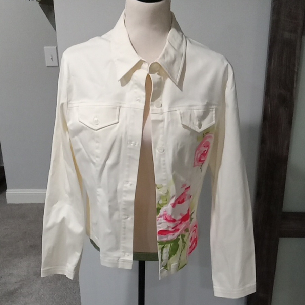 Mac & Jac Long Sleeve Collared Jacket With 6 Button Closure Size 12